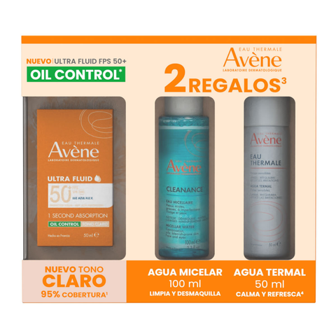 KIT ULTRA FLUID TONO CLARO FPS 50 50MLL + AGUA MICELAR 100ML + AGUA TERMAL 50ML